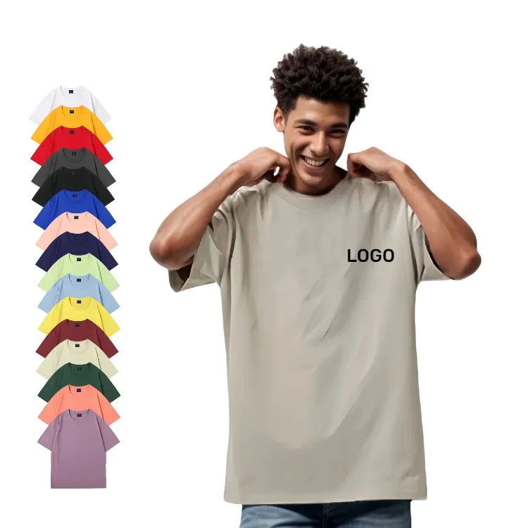 Baggy Tees 250Gsm Supima algodón de gran tamaño hombres en blanco a granel camisetas de gran tamaño impreso abajo hombro camiseta para hombres