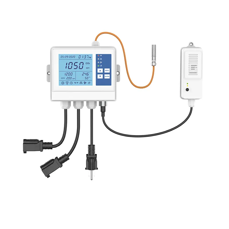 Controlador de monitor de dióxido de carbono CO2 para ventilador y regulador con Sensor NDIR impermeable de 5m para invernadero, hongo