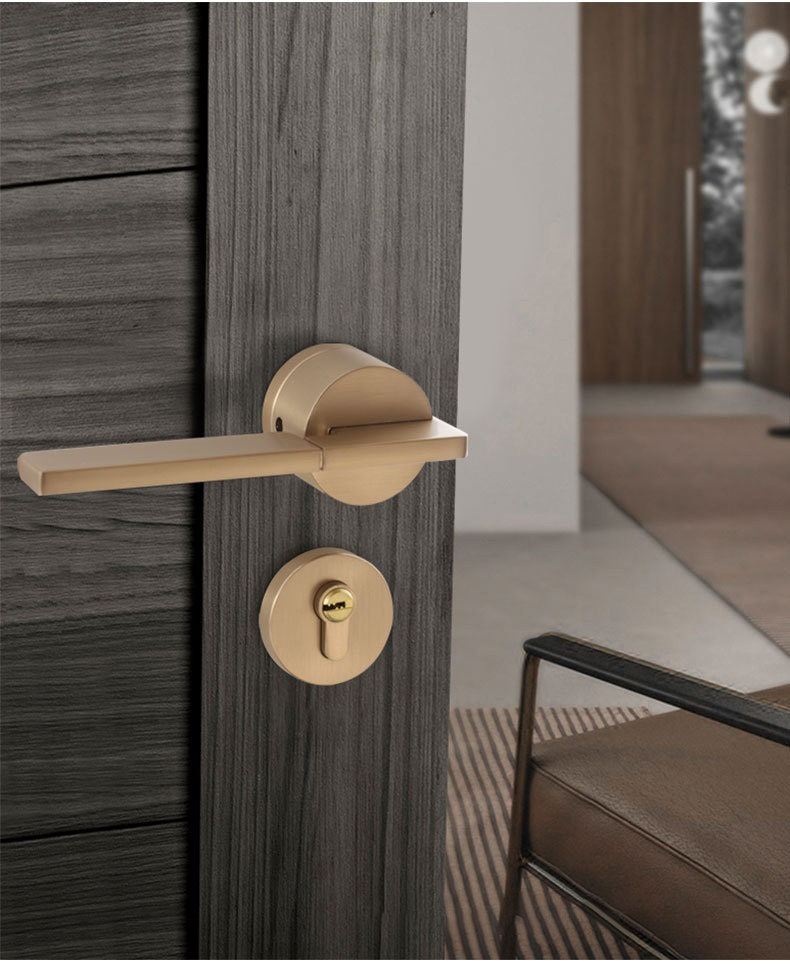 New Italy Hot Sale Hotel Room Design Zinc Alloy Gold Lever Door Handle Mortise Door Lock