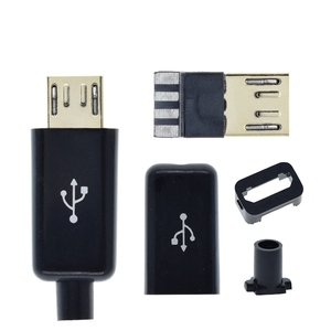 TZT微型USB 5针焊接型公插头连接器充电器5P USB尾部充电插座4合1白黑