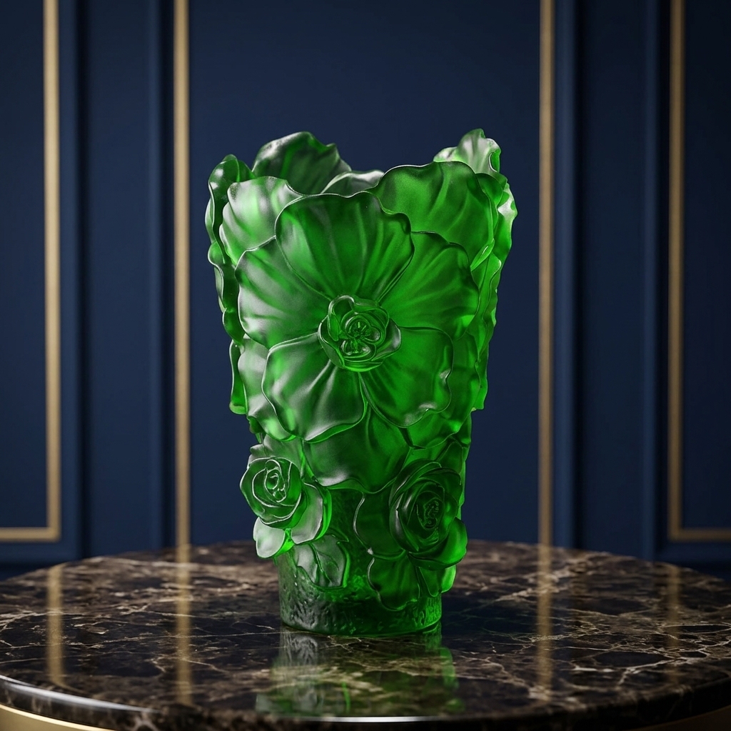 Green-camellia flower vase