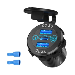 Tabs 12v 24v משולש <span class=keywords><strong>usb</strong></span> פלט <span class=keywords><strong>usb</strong></span> pd3.0 ו יציאות qc3.0 ו כפול יציאות qc3.0 יציאות 60w <span class=keywords><strong>usb</strong></span> שקע מטען מכונית עם מתג מגע