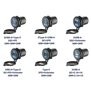 Custom Flush Mount Fast Charging 2 Usb Ports Qc 3.0 Usb a and Type C Pd <strong>12</strong> <strong>V</strong> 24 <strong>V</strong> Usb Port Charger Outlet <strong>Socket</strong> Car Charging - Product Image 5
