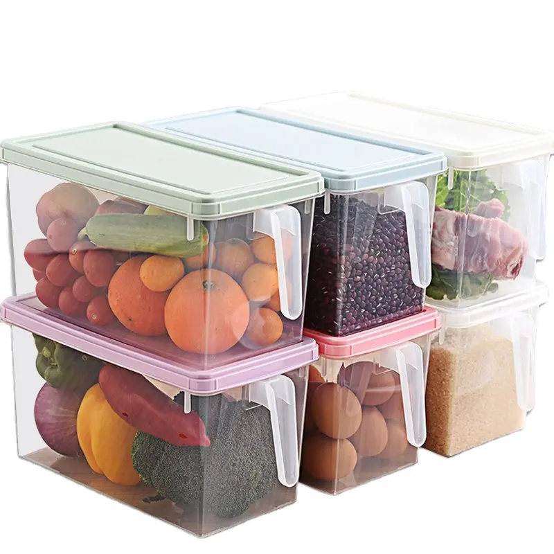 Buzdolabı sebze organizatör kapaklı taze depolama kollu kutu tutmak