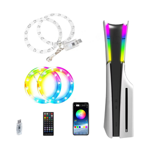 Yeni çıkış çok renkli ayarlanabilir LED RGB işık kiti PS5 ince konsol disk dijital baskı dekorasyon seti - Product Image 6