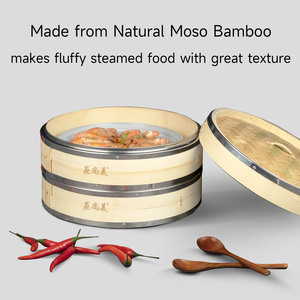 Panier Vapeur en Bambou Artisanal OEM ODM avec Bord en Acier Inoxydable de 4 à 24 Pouces pour Cuire à la Vapeur Bao Buns, Dim Sum, Raviolis, Riz, Marmite à Vapeur - Product Image 3