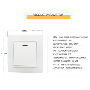 Fransız duvar prizi elektrik düğmesi ev anahtarı 1 Gang 1 yollu Led göstergesi ile ev anahtarı - Product Image 3