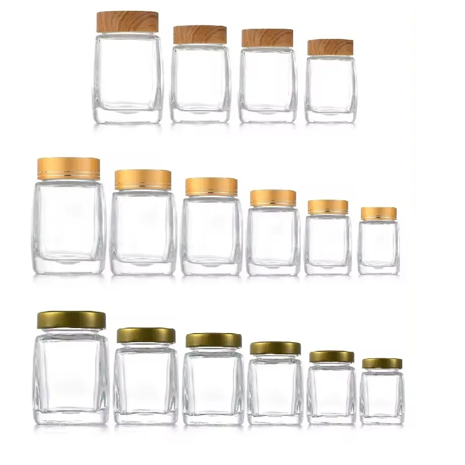 Lage Prijs Aangepaste Kleur Honingsauzen Pindakaas Noten Chilisaus Opslagpot 64 Oz Fabricage Seal Borosilicaat Glazen Pot