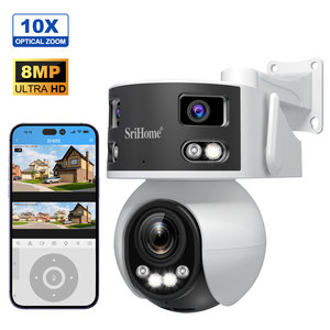8MP 3เลนส์มุมกว้างพิเศษเชื่อมต่อกับกล้องวงจรปิดกล้อง IP มุมมองแบบพาโนรามา180 ° ซูม10x PTZ - Product Image 2
