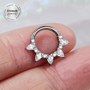 टोपोश जी23 टाइटेनियम क्लियर सीजेड एफ136 कार्टिलेज स्टड इयररिंग्स नोज़ हूप रिंग ईयर सेगमरनट क्लिकर टाइटेनियम पियर्सिंग ज्वेलरी - Product Image 5