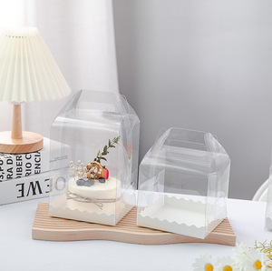 Hộp giấy gói bánh sinh nhật trong suốt 3 4 5 6 inch, in logo tùy chỉnh, chất liệu PET, có tay cầm - Product Image 2