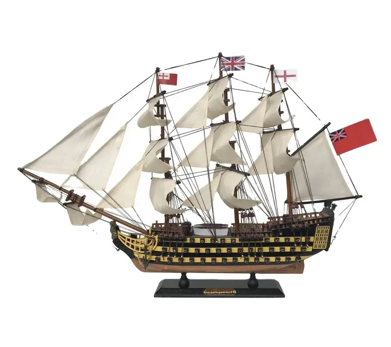 Bateau de victoire HMS en bois, modèle de bateau de victoire HMS en bois 24 pouces, décor maritime de guerre civile britannique, drapeau de knson, cadeau à collectionner, antique