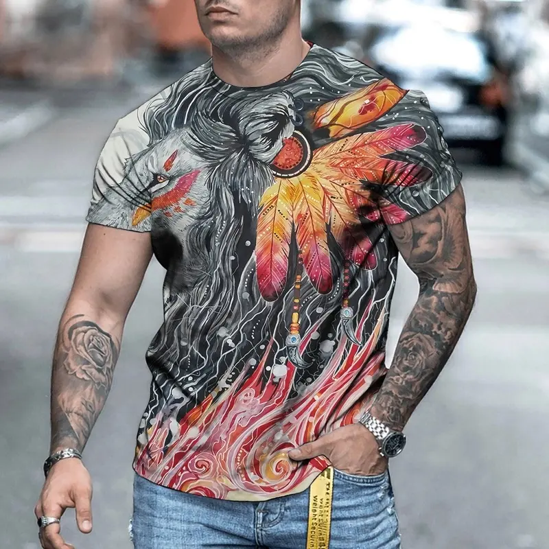 Wholesale summer new ice silk quick drying men's sports T-shirt printed half sleeve T-shirt