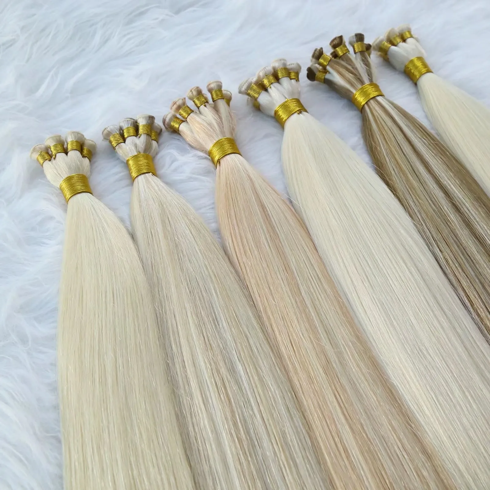 Amara trama de cabelo, amara, melhor qualidade, gênio, weft, dourado, desenhado, mão, amarrado, luz rosa