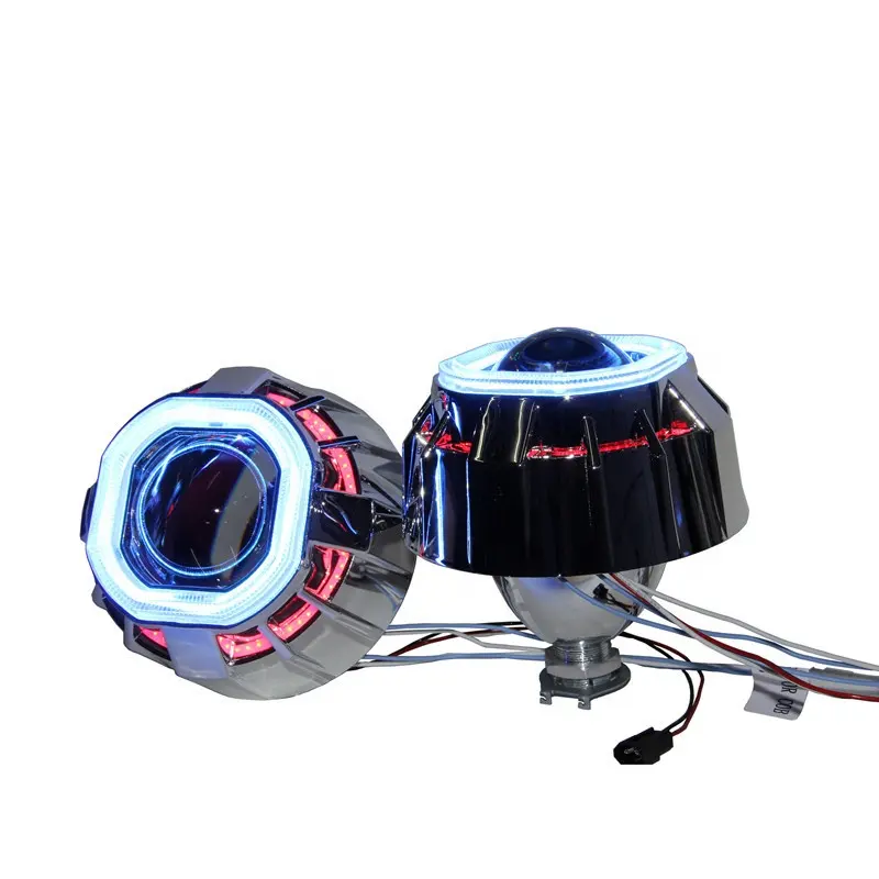 HYML 2.5 pollici 35W 55W Bi Xenon Koito obiettivo del proiettore con rivestimento blu obiettivo da calcio con doppio Led Angel Eyes accessori per auto