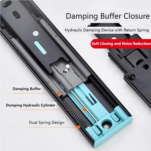 304 मोटी स्टेनलेस स्टील ड्रॉअर रेलों को नम करते हुए तीन-सेक्शन वार्डरोब विस्तारित औद्योगिक रेल तीन-सेक्शन रेल - Product Image 2