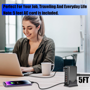 320W masaüstü USB şarj istasyonu GaN USB C şarj ile PD 3.0 hızlı şarj iPhone MacBook Laptop için çok-girişli şarj cihazı - Product Image 5