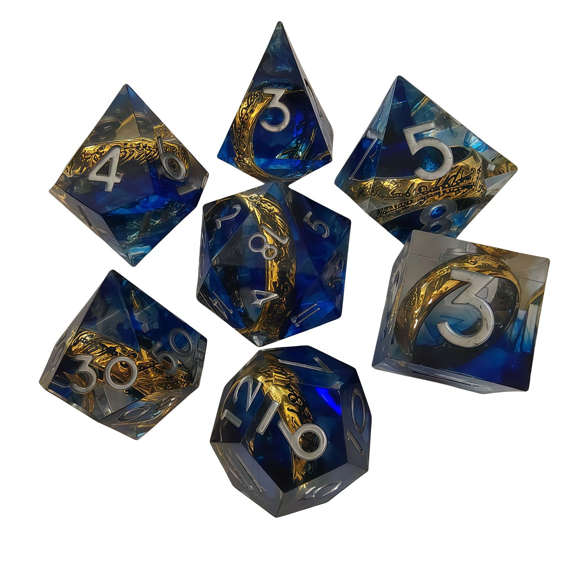 Inlaid ring drop blue silver word