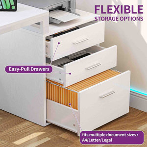 AJUNION 36 "L-förmiger Gaming-Schreibtisch-<span class=keywords><strong>Computer</strong></span> tisch mit LED-Leuchten Eingebaute Ladestation Ergonomischer Monitorst änder Reichlicher Speicher - Product Image 6