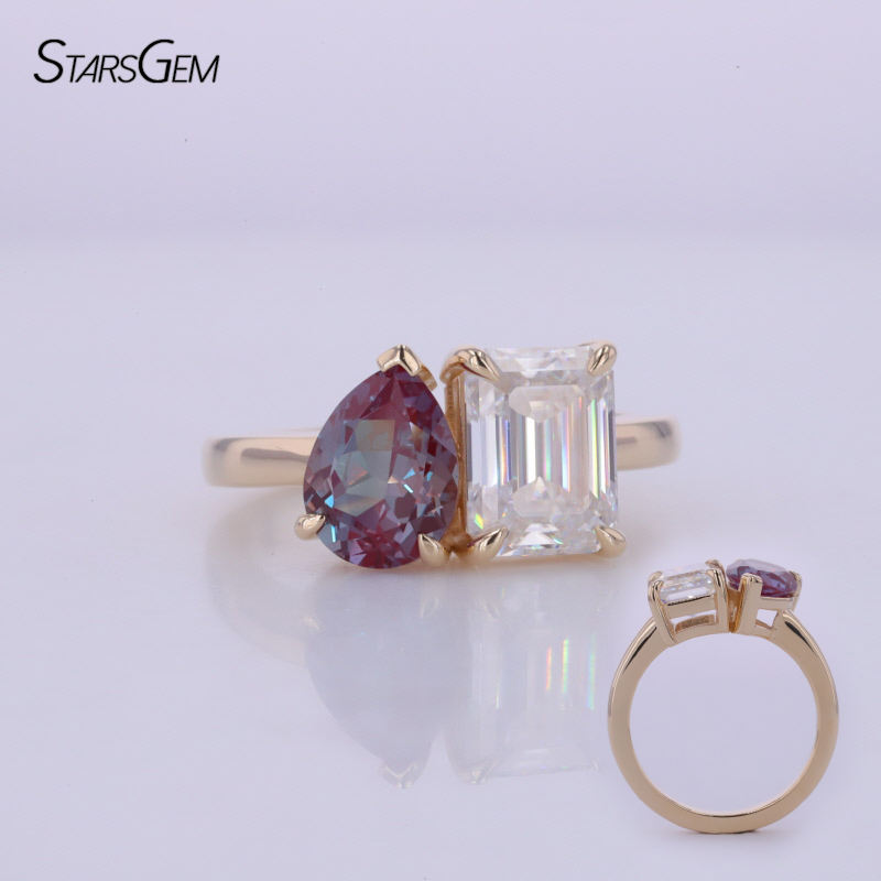 Pear 1CT+Emerald 2CT