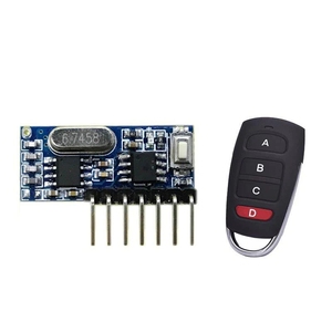 RF 433 Mhz transmisor 4 botones control remoto y módulo de circuito receptor kit fijo ev1527 decodificación código de aprendizaje 4CH salida - Product Image 3