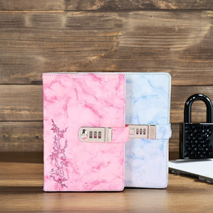 Diario de viaje de cuero vintage A5 con cerradura y contraseña Encuadernación de hojas sueltas de 100 páginas para uso escolar y de oficina - Product Image 2