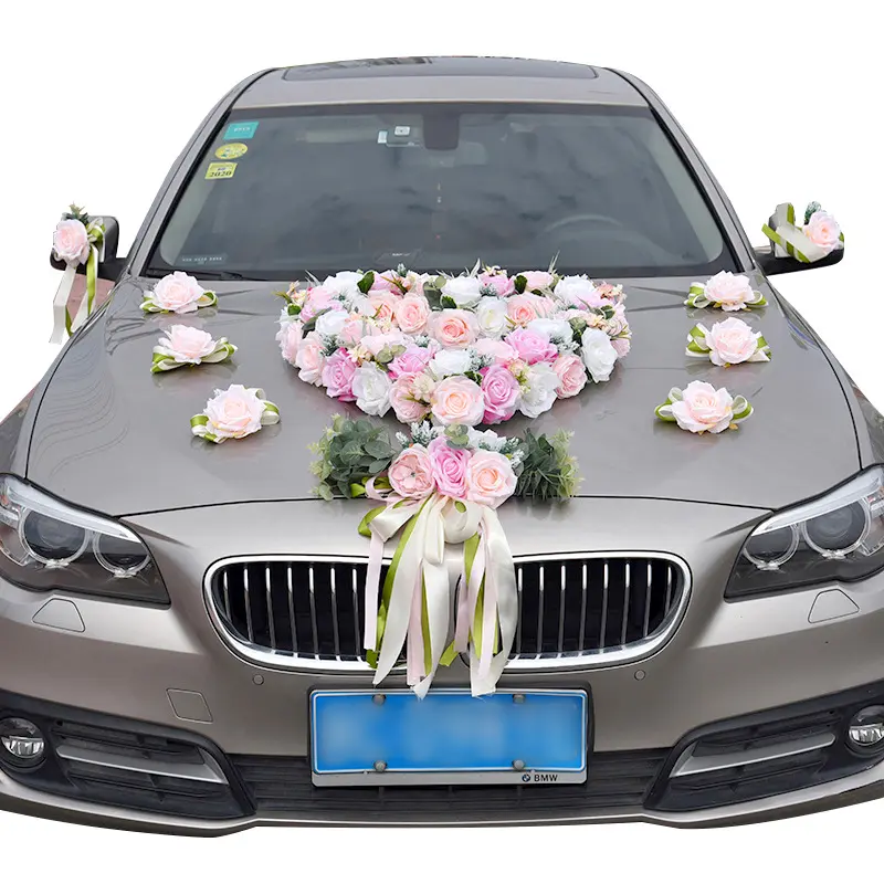 Venta al por mayor, Rosa Artificial, decoración de coche de boda para boda
