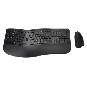 Combinación de teclado y ratón inalámbricos ergonómicos, con reposamanos ajustable y teclas de perfil bajo de membrana - Product Image 1