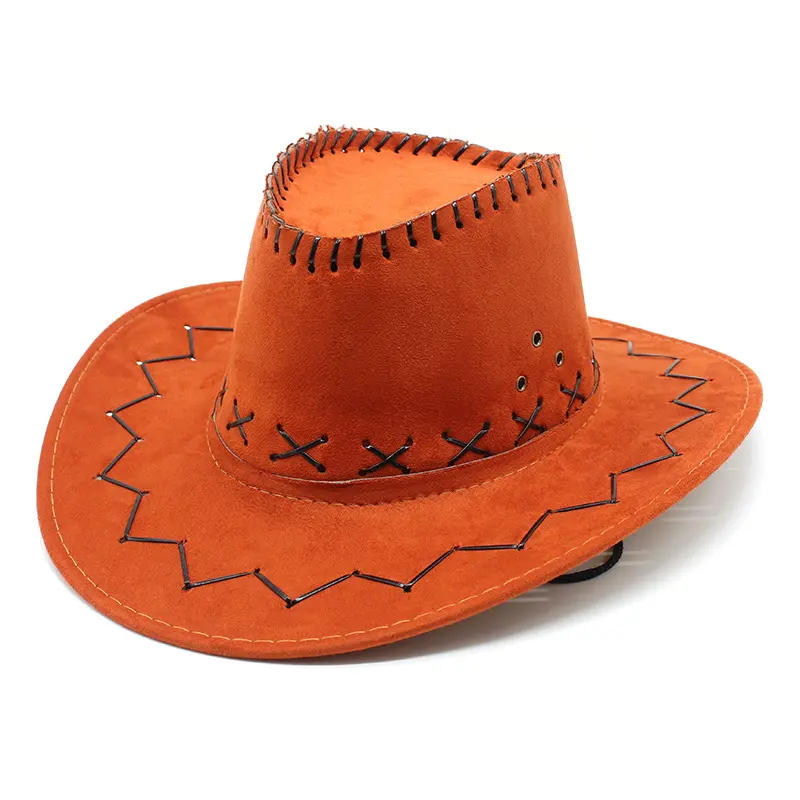Sombreros de vaquero occidentales baratos, venta al por mayor, sombrero de fiesta de Halloween de viaje, sombrero de vaquera rosa y morado