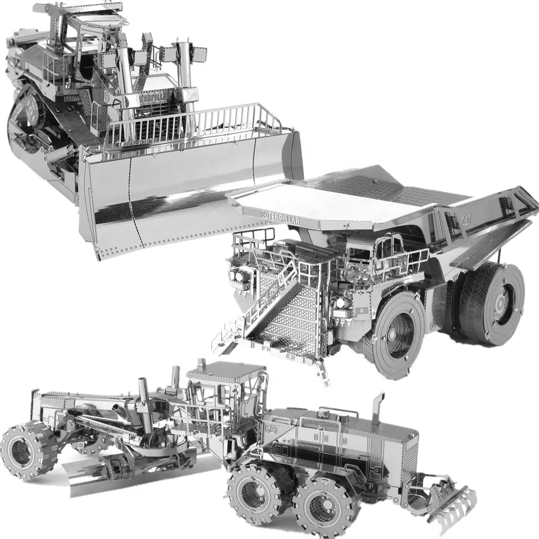 3D Metal bulmaca paslanmaz çelik model kepçe motorlu greyder paletli dozer madencilik kamyon zor el yapımı yetişkin hediye oyuncaklar