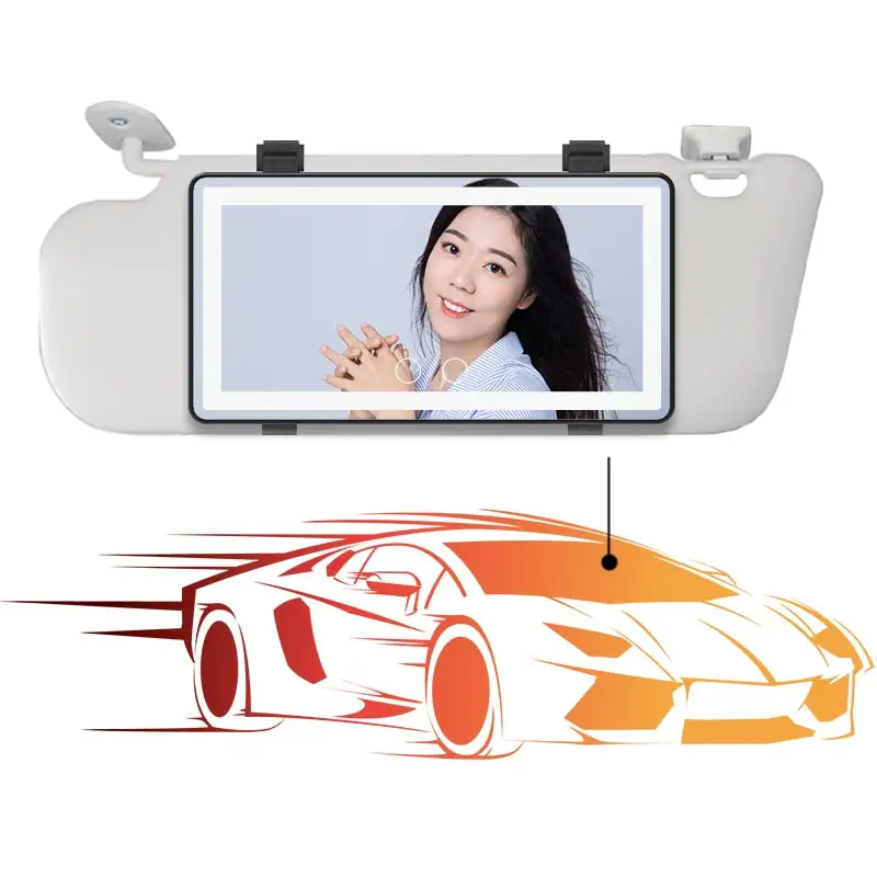 Car Vanity Mirror Make Up At A Car Hang On the Visor Board 3 Color LED Light Adjustable Brightness With Lithium Battery Mirror