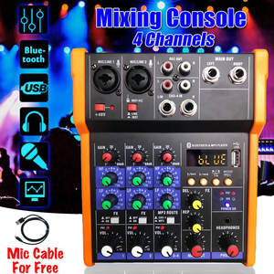 Karaoke mikser amplifikatör ses ses sistemi 4 kanal mikser dj karıştırma konsolu profesyonel ses mikseri 4 kanallar - Product Image 4