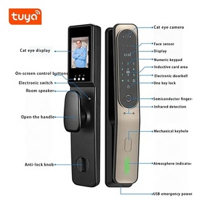 Tuya App tam otomatik akıllı kilit WiFi kablosuz parmak İzi şifre RFID kart App dijital kapı kilidi kamera ile - Product Image 5