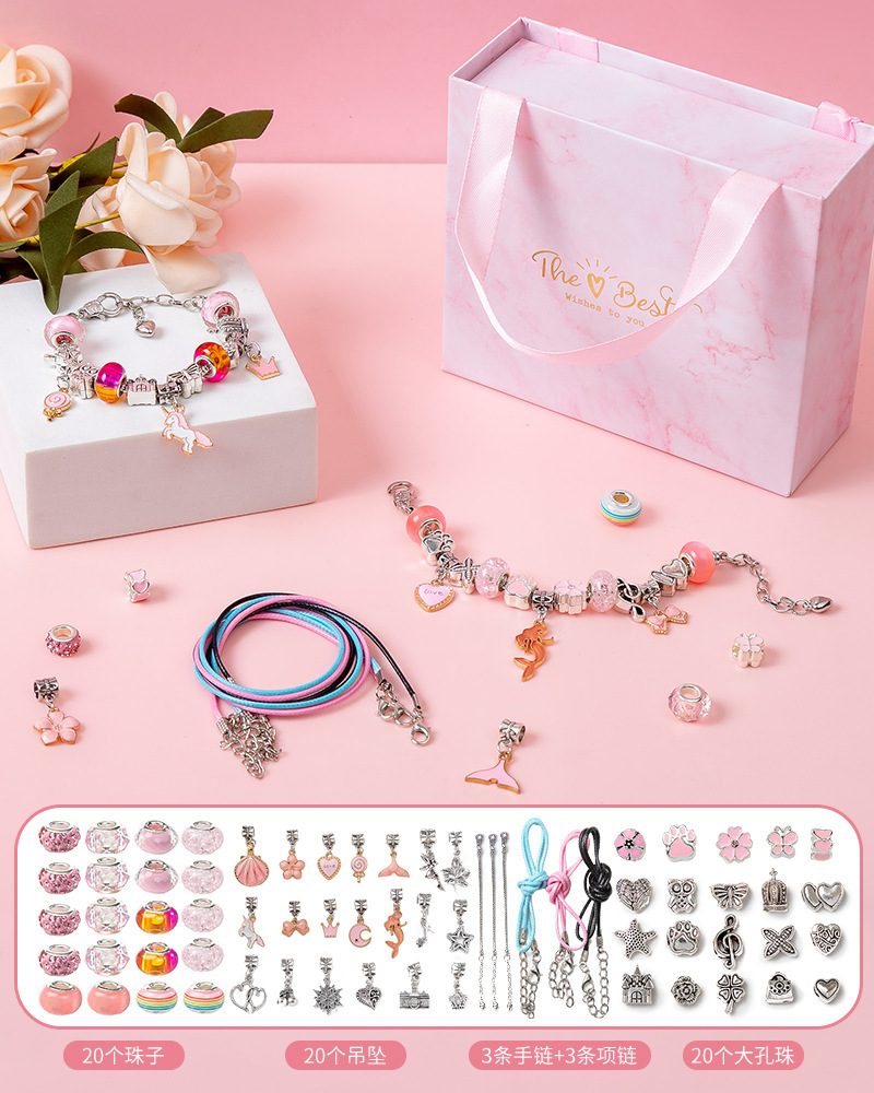 Bracciale principessa rosa con perline