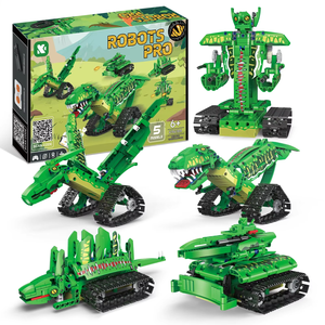 5 in 1アプリ制御RCロボットビルディングブロックキットSTEM教育恐竜車電子模型おもちゃ - Product Image 1