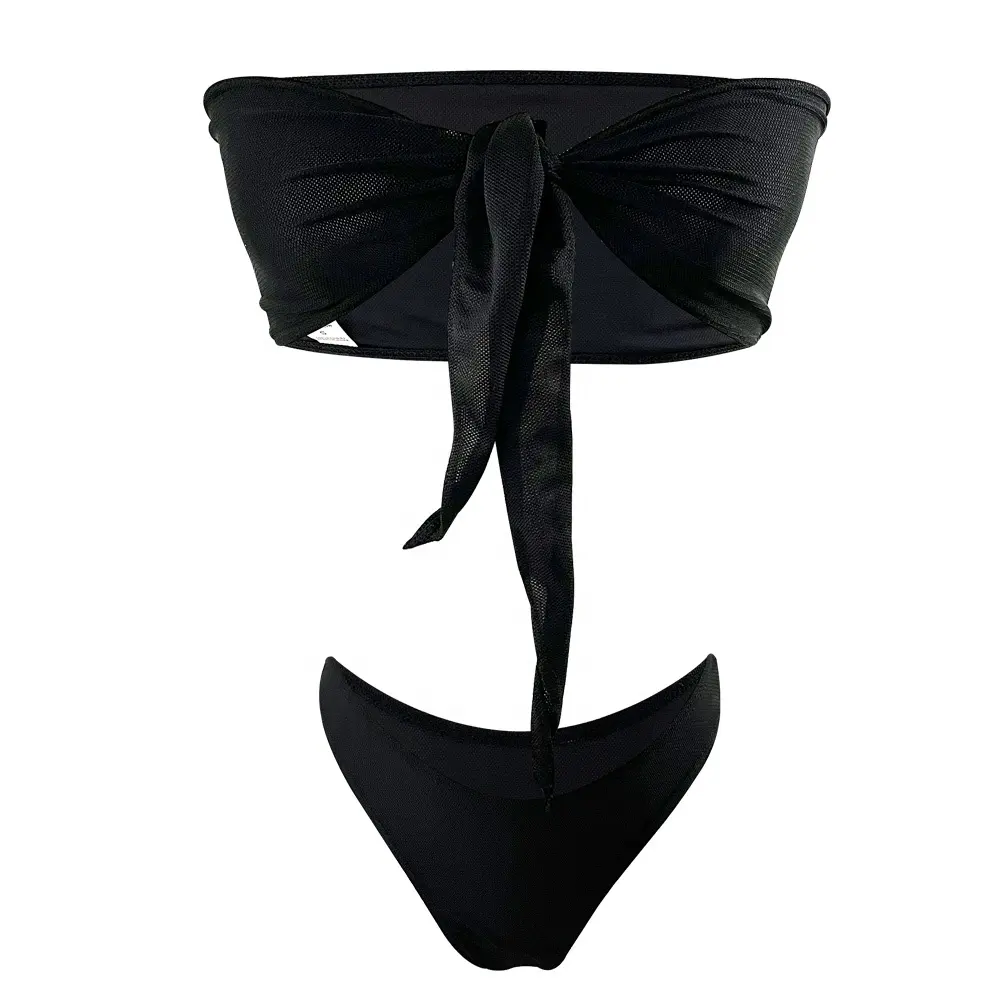 الأعلى مبيعاً مخصص مثير للنساء بيكيني OEM أسود تان من خلال ملابس السباحة مجموعة ملابس الشاطئ للنساء