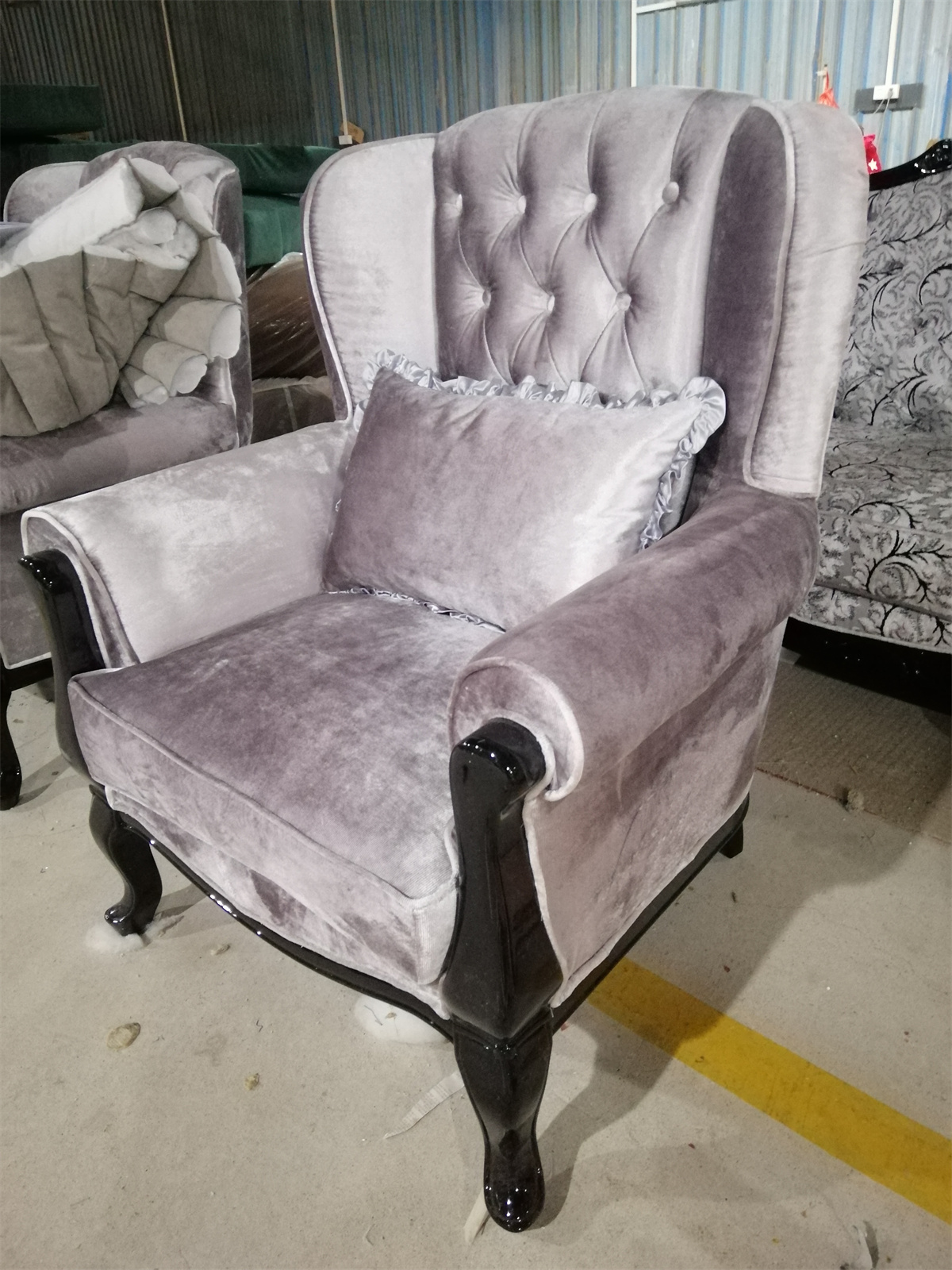 foshan chuangdian 5 star hotel furniture single seat luxury velvet living room Chesterfield sofas