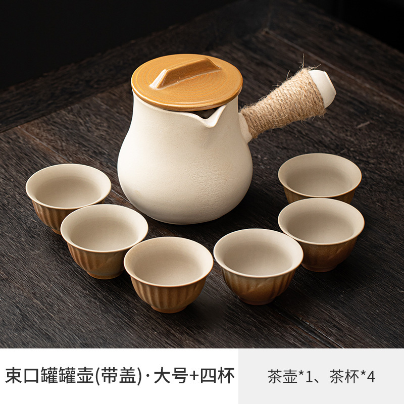 Hervidor con boquilla de 900 ml, color blanco, con tapa + 6 tazas.