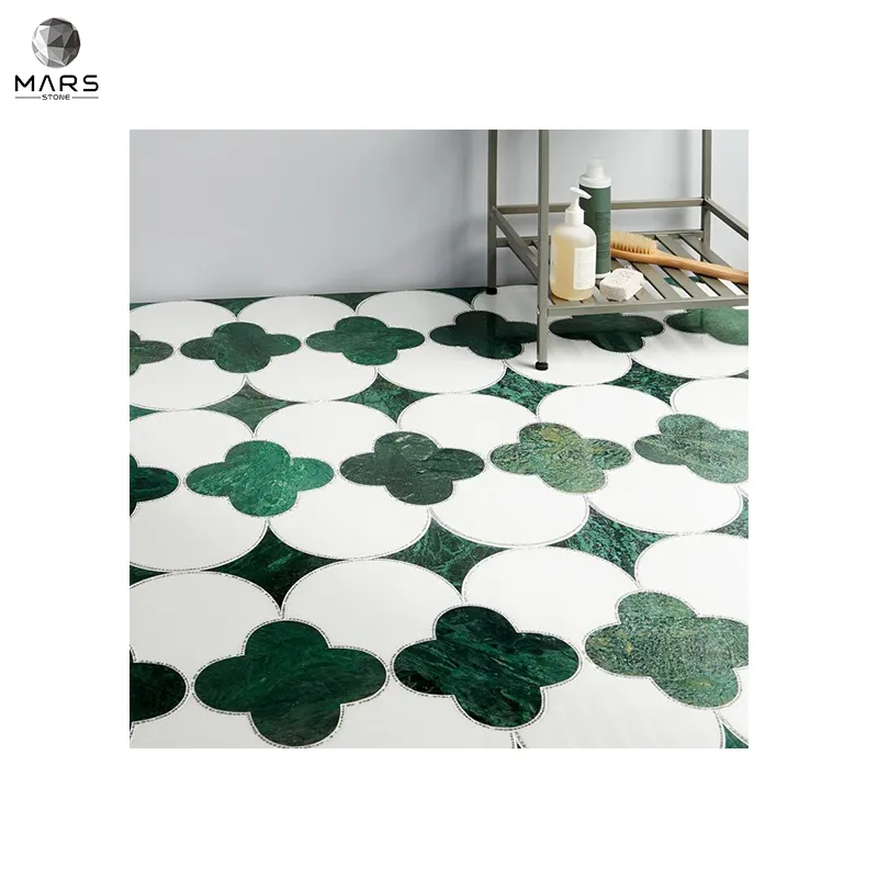 Piastrelle in marmo a mosaico naturale a colori misti a fiori e stelle per pareti e pavimenti del bagno