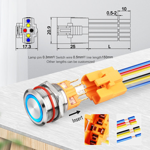 Lanboo 22mm on off 1 no1nc SPST interruttore a levetta impermeabile con presa spina filo 5V 12v interruttore a pulsante momentaneo interruttore a Led - Product Image 5