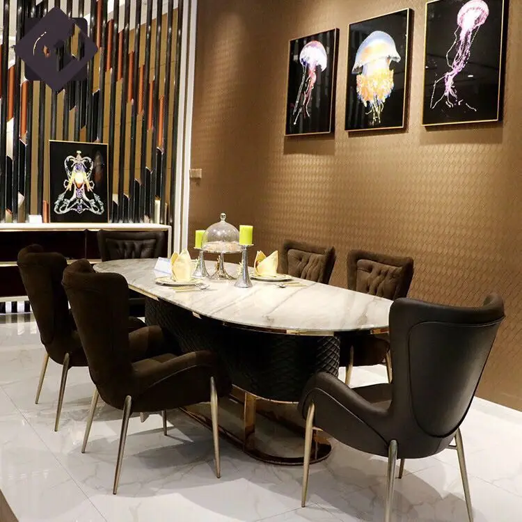 Mesa de comedor de mármol personalizada, mesa de comedor para el hogar, mercado superior