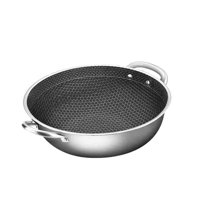 Single-layer honeycomb wok with double handles