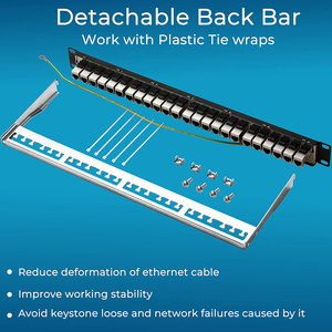 24 puertos Patch Panel Networking Rack Gabinetes Lan Cable sin RJ45 Keystone Jack para CAT6 CAT7 CAT5E Cable STP 1U Patch Panel - Product Image 5