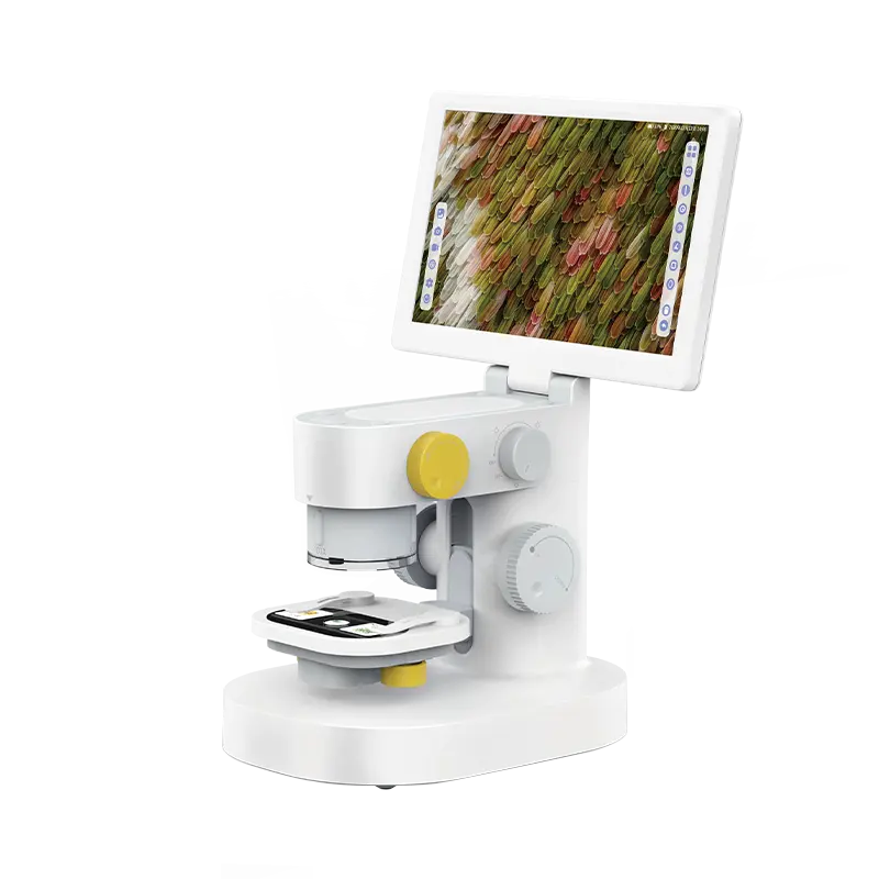 Microscópio biológico, 9 polegadas, toque de vídeo 1200x, câmera digital usb, tela lcd para laboratório