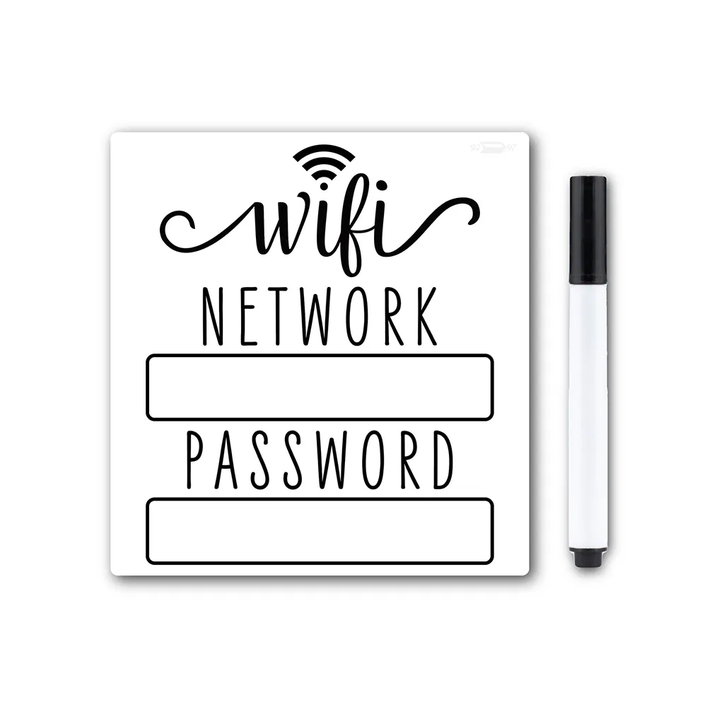 Segnale Password WiFi bianco per frigorifero, magnete frigo con pennarello cancellabile a umido nero