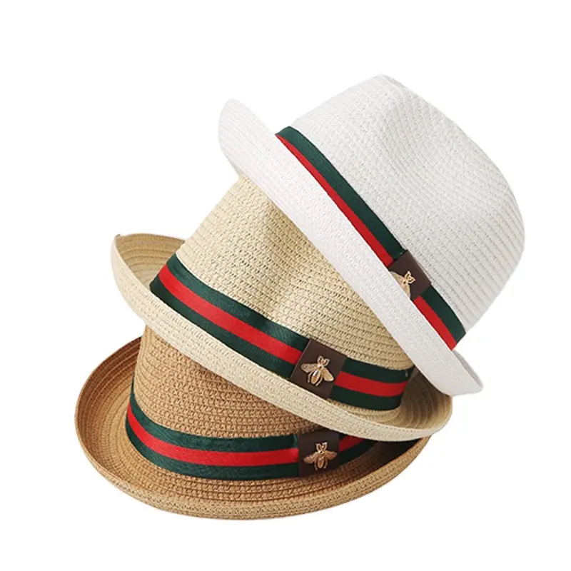 bee hatband Decor Straw Hat high quality adult Caps wholesale Round short brim Fashion new arrival Women's outdoor helmet