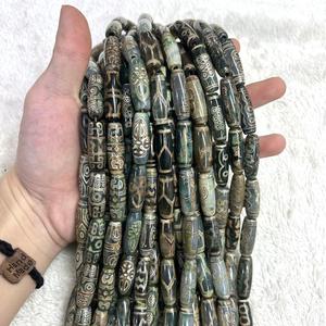 Toptan 40mm tibet antik yeşil <span class=keywords><strong>Dzi</strong></span> boncuk kırmızı siyah beyaz yeşil antika tibet akik boncuk bilezik yapımı için