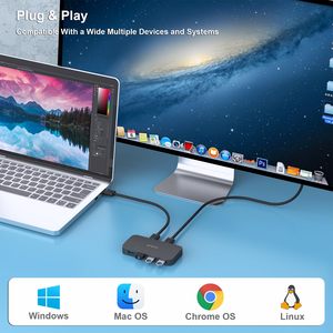 USB 3.0 Switch, USB Switcher 2 Computer Share 4 USB für PC Mouse Keyboard Printer Scanner, USB KVM Switch Selector