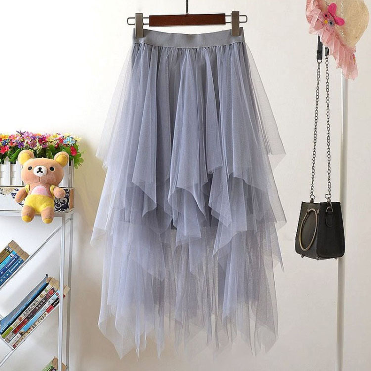 Grey womens sheer mesh skirt