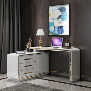 Escritorio de estudio de ordenador al por mayor con estantes de almacenamiento y mesa de escritorio de gabinete para oficina en casa - Product Image 3